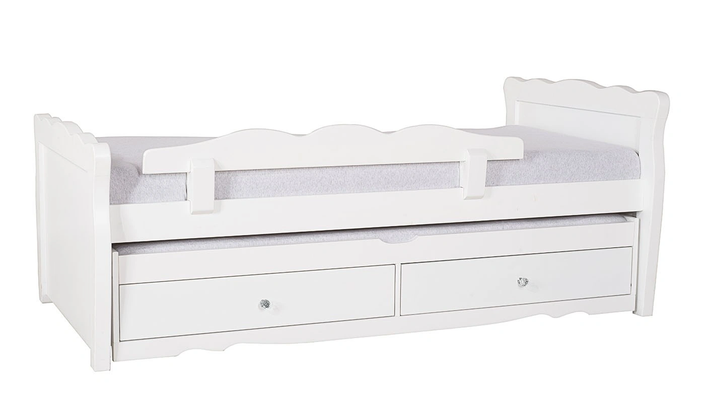 מיטת ילדים גלי רוחב 90 ס"מ | צבע לבן אטום